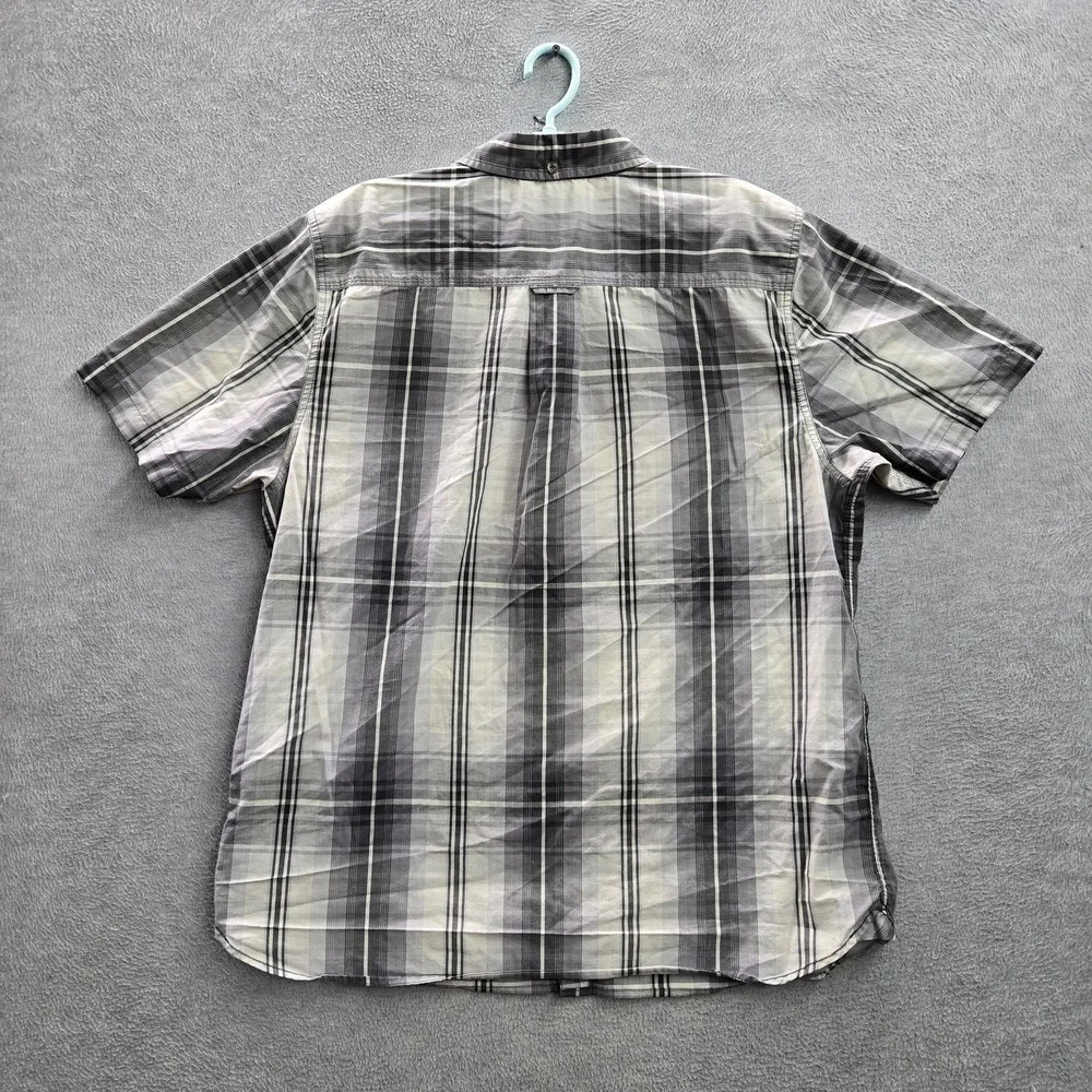 The North Face Men Button Up Shirt XL Gray Logo Embroidery Plaid Outdoor